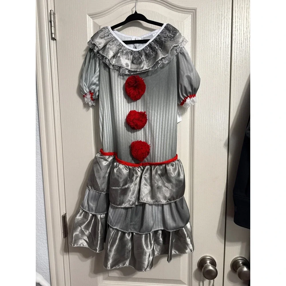 Carnevil Clown Costume Dress Pennywise It Welcome to Derry Halloween 10 12